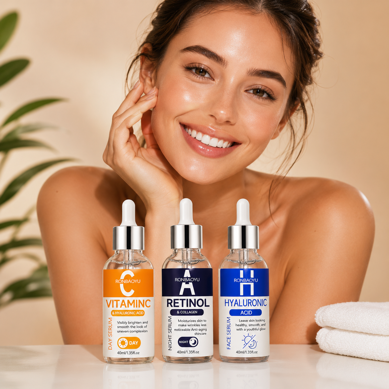 Premium Vitamin C + Retinol + Hyaluronic Acid 3-Piece Glow Serum Set | Brightening, Anti-Aging & Deep Hydration Skincare Bundle