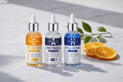 Premium Vitamin C + Retinol + Hyaluronic Acid 3-Piece Glow Serum Set | Brightening, Anti-Aging & Deep Hydration Skincare Bundle