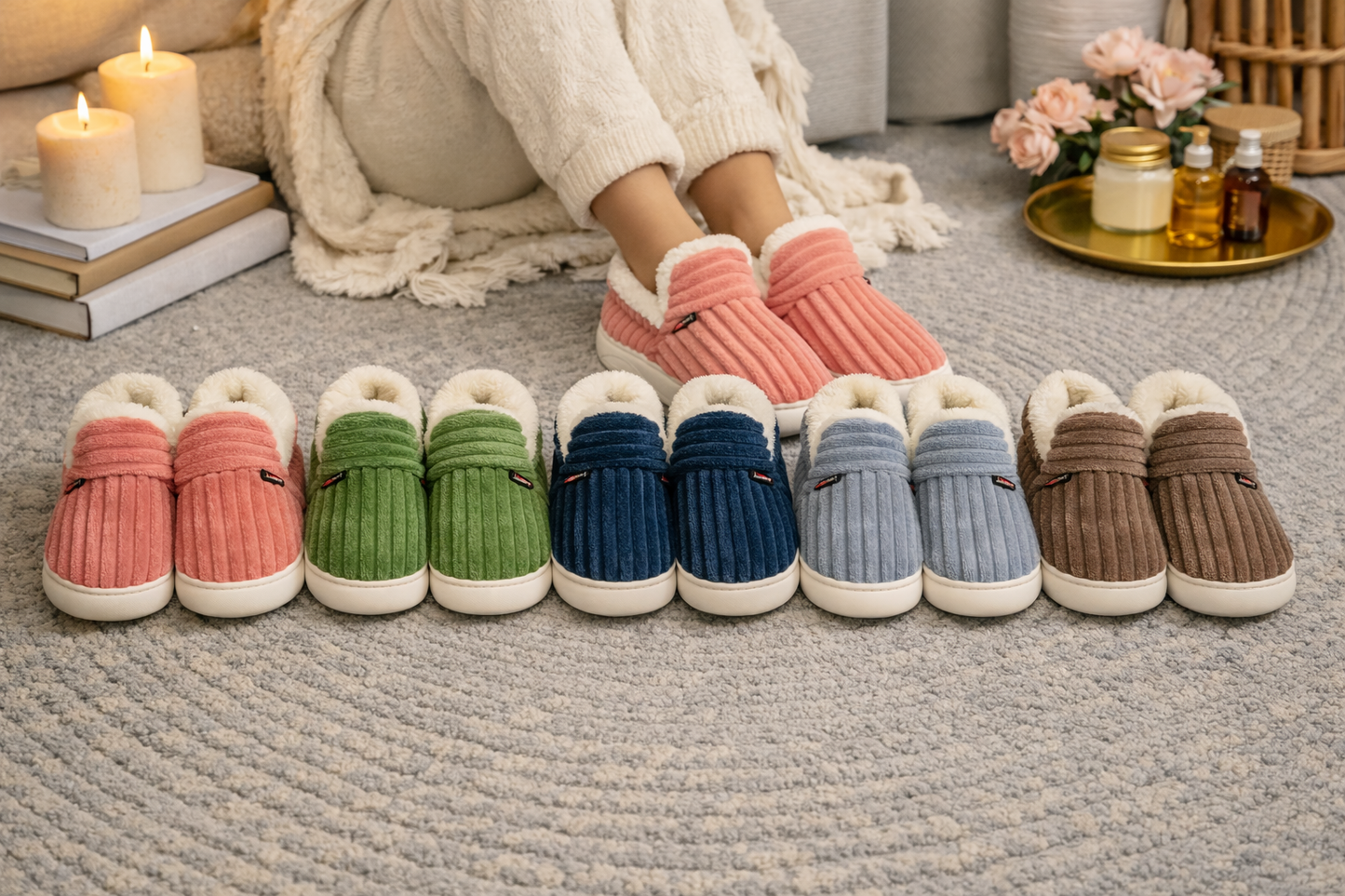 CloudSoft Corduroy Fleece Slippers